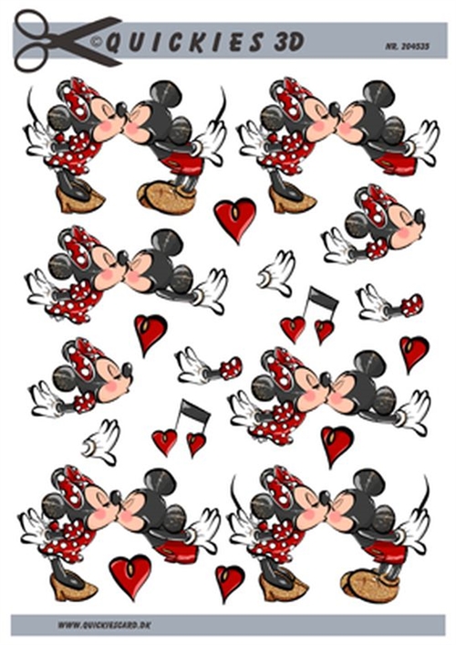 3D Minnie og Mickey kysser